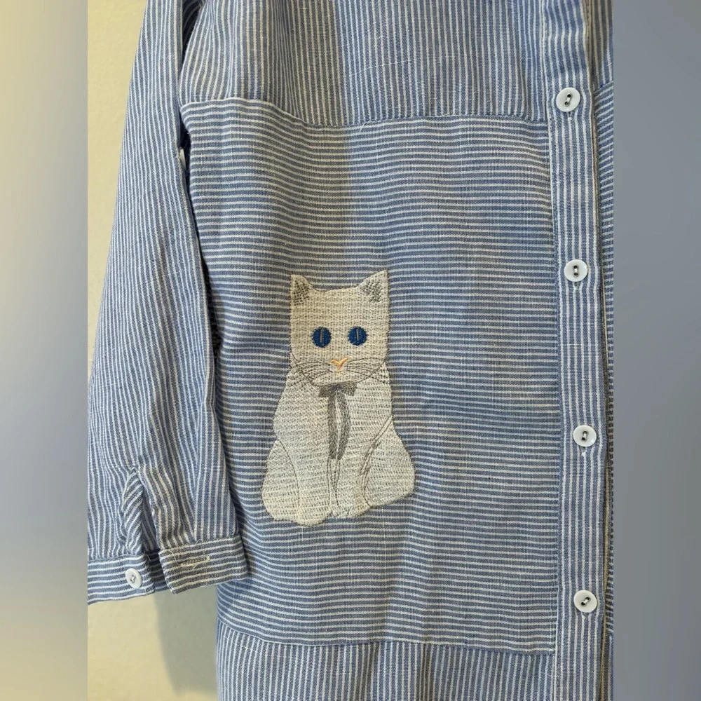 Striped Blue Cat Shirt